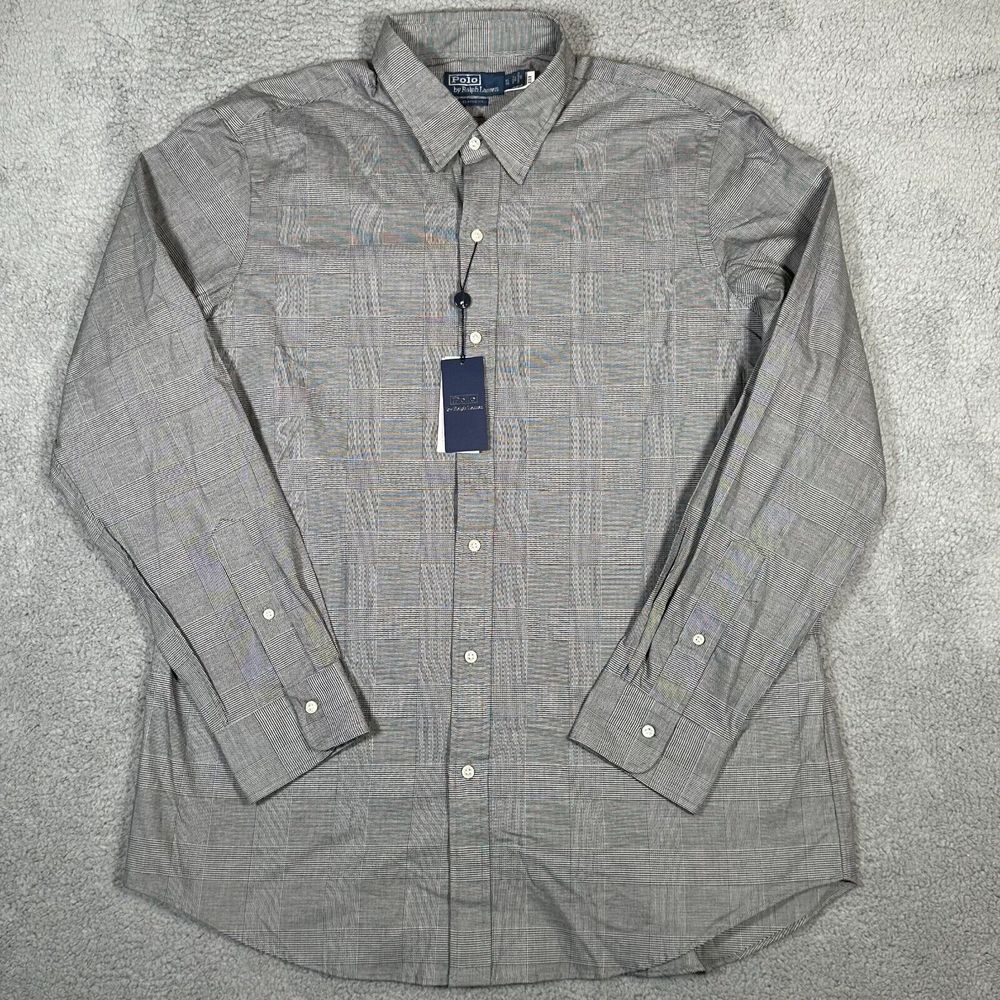 Polo Ralph Lauren Shirt Mens XL Gray Black Button Up Classic Fit‎ Holiday New
